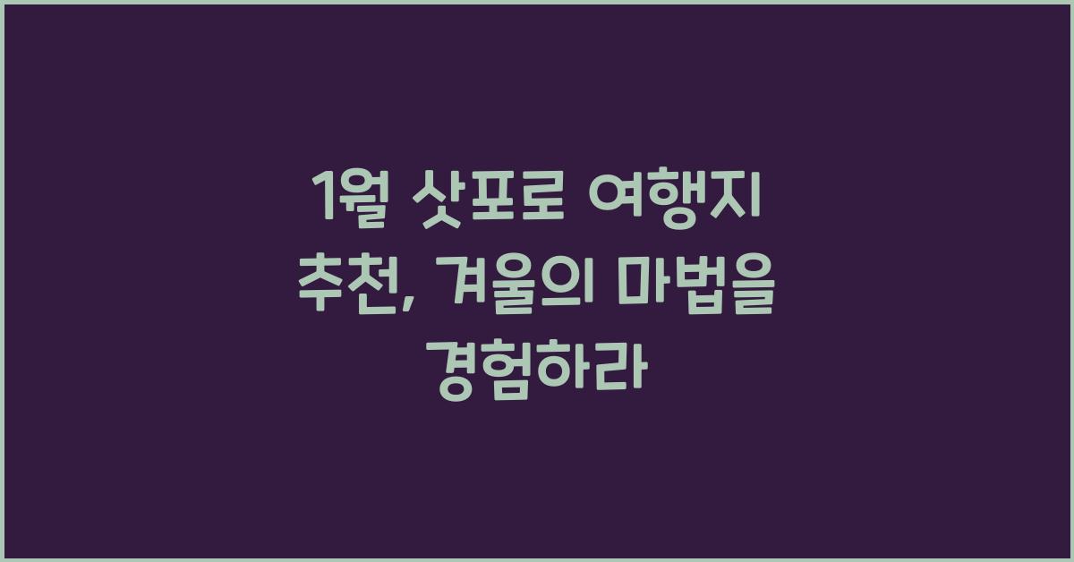 1월 삿포로 여행지 추천