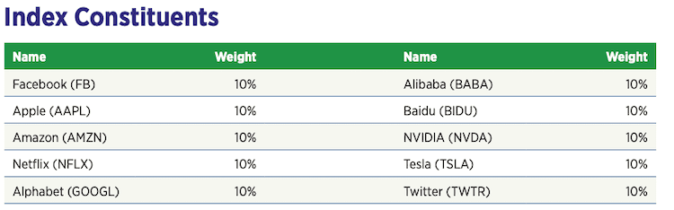 fngu의 투자 종목 전략, 홈페이지
