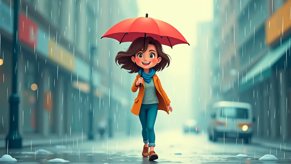 장마철-거리-우산-여자