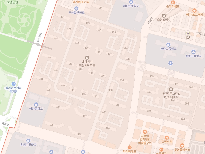 매탄위브하늘채 아파트 지도