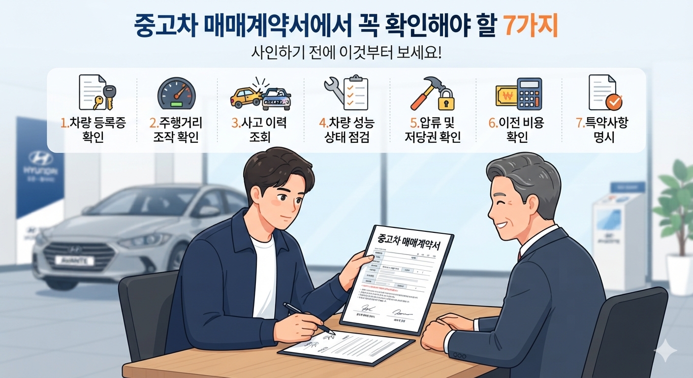 중고차 매매계약서에서 꼭 확인해야 할 7가지, 사인하기 전에 이것부터 보세요