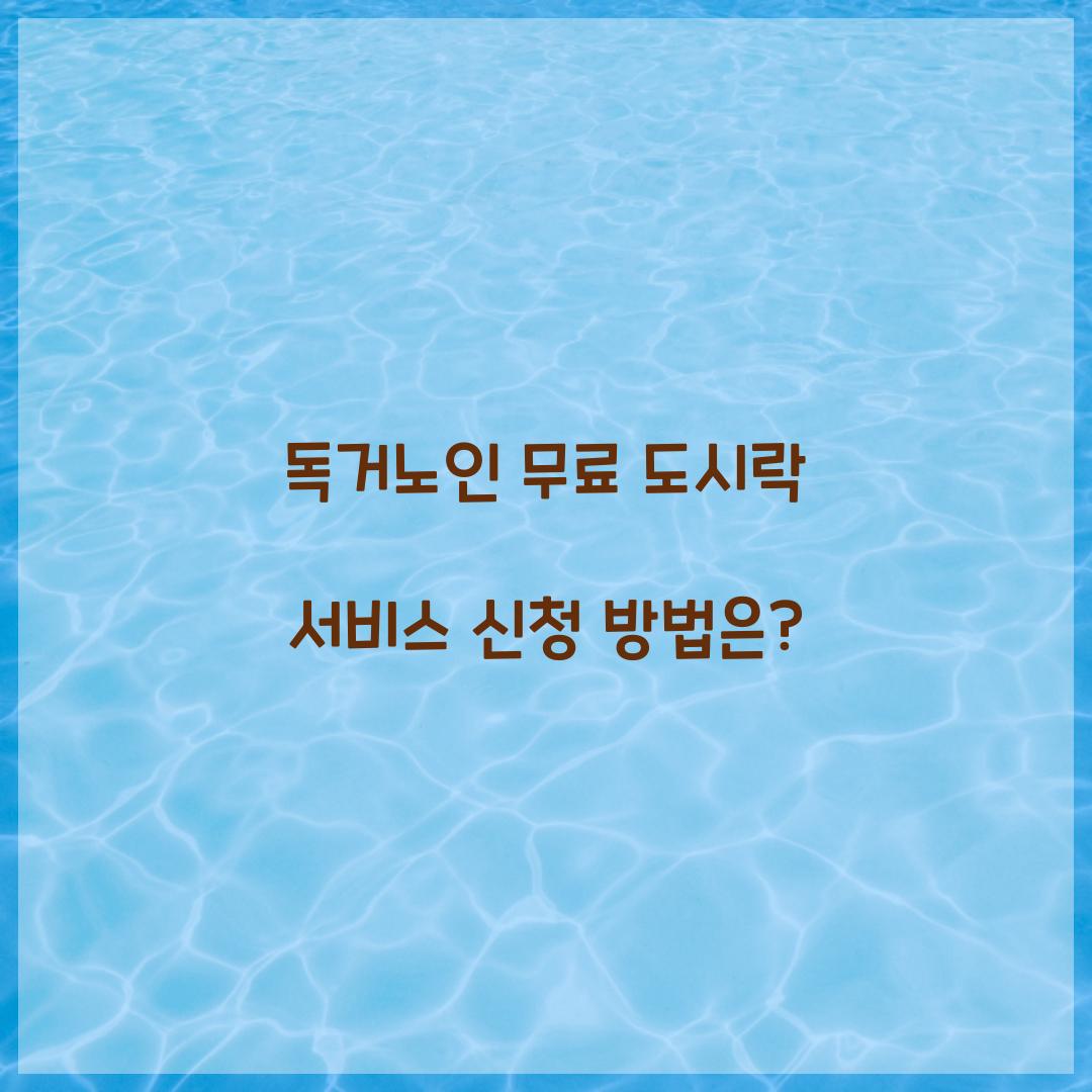 독거노인 무료 도시락