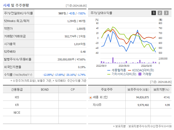 세종텔레콤_기업개요