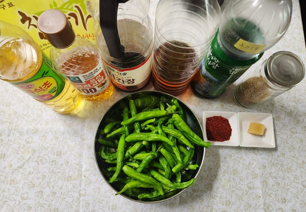 꽈리고추볶음 만드는 법 꽈리고추 찹쌀가루 찜 손질 볶음 조림 만들기