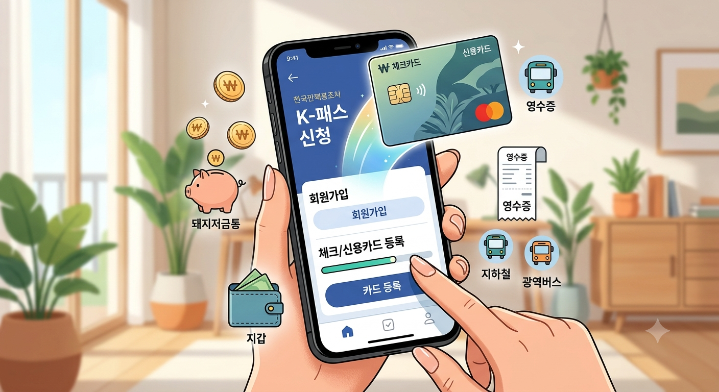 K-패스 카드 신청 및 회원가입 앱 등록 화면