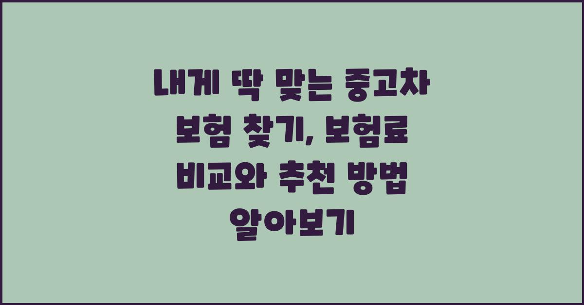 내게 딱 맞는 중고차 보험 찾기