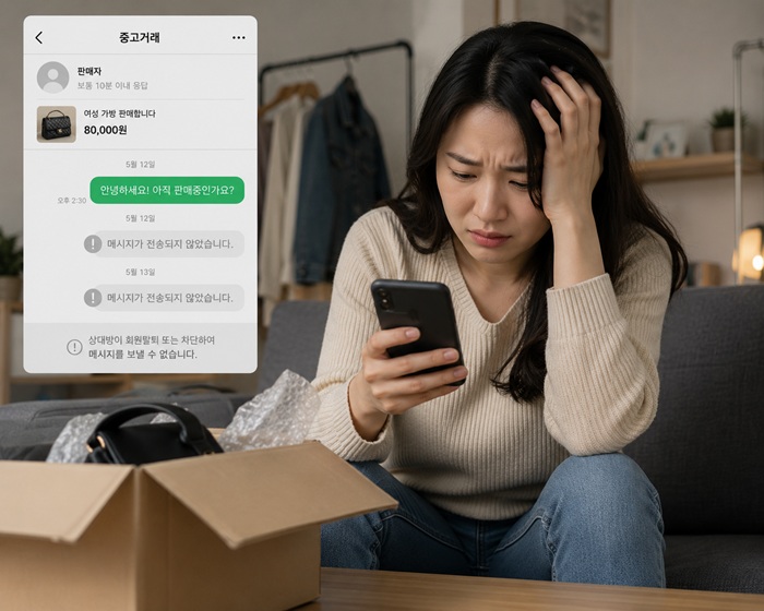 중고 거래 사기 당한 여자 사진
