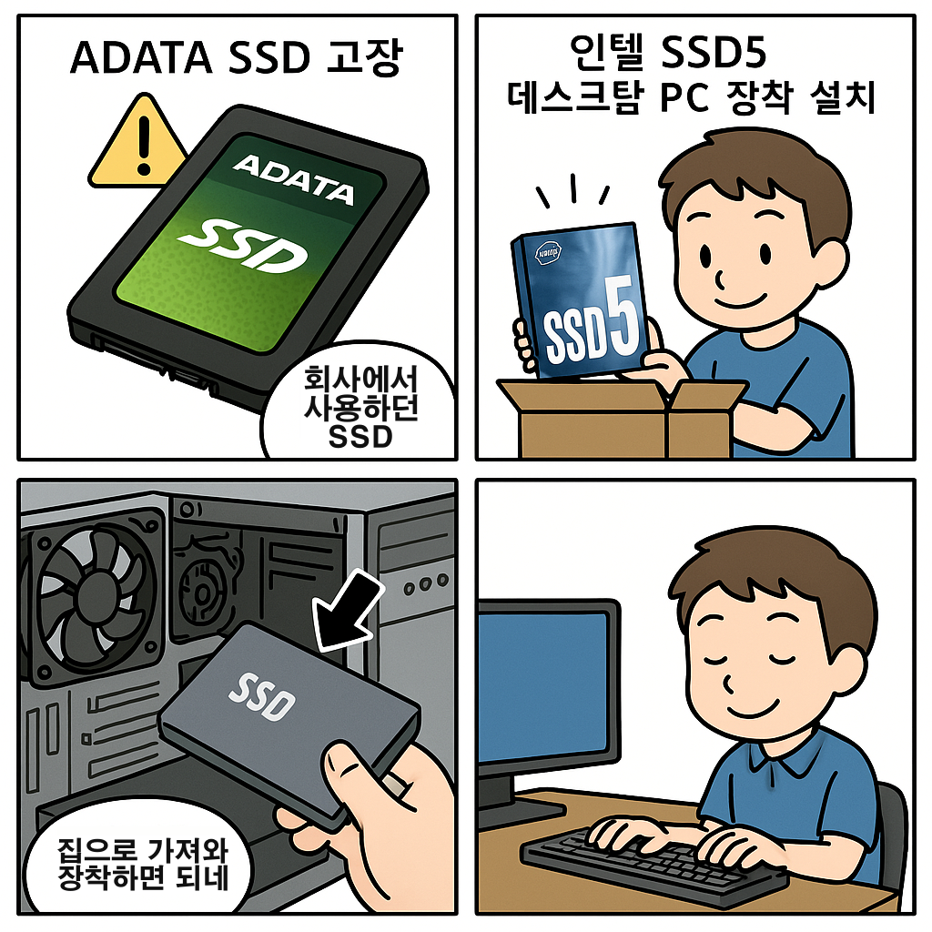 ADATA SSD 고장 후 인텔 SSD5로 교체 및 윈도우 재설치 정리 이미지