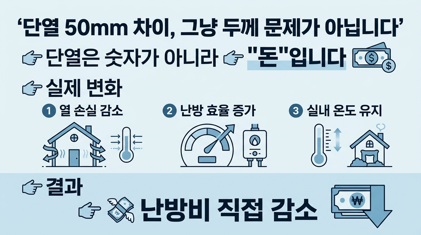 단열 50mm의 차이는 난방비 직접감소로 연결