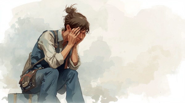 ISTP의 죄책감은 자유로운 선택이 때로는 예상하지 못한 결과를 만들 수 있다는 깨달음에서 비롯됩니다. 그만큼 이들은 자신의 행동에 대한 책임을 조용히 돌아보는 사람들입니다에 관한 그림입니다