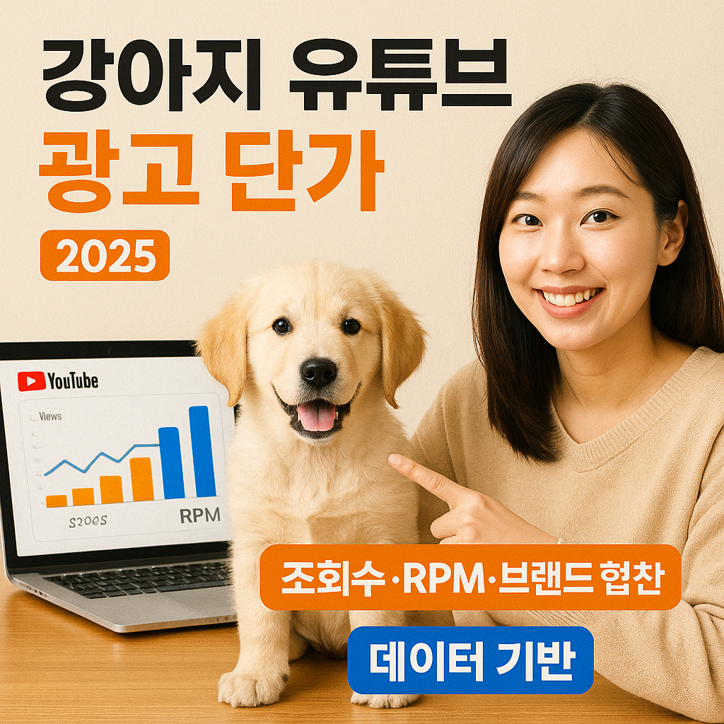 강아지 유튜브 광고 단가 2025 | 조회수·RPM·브랜드 협찬 기준