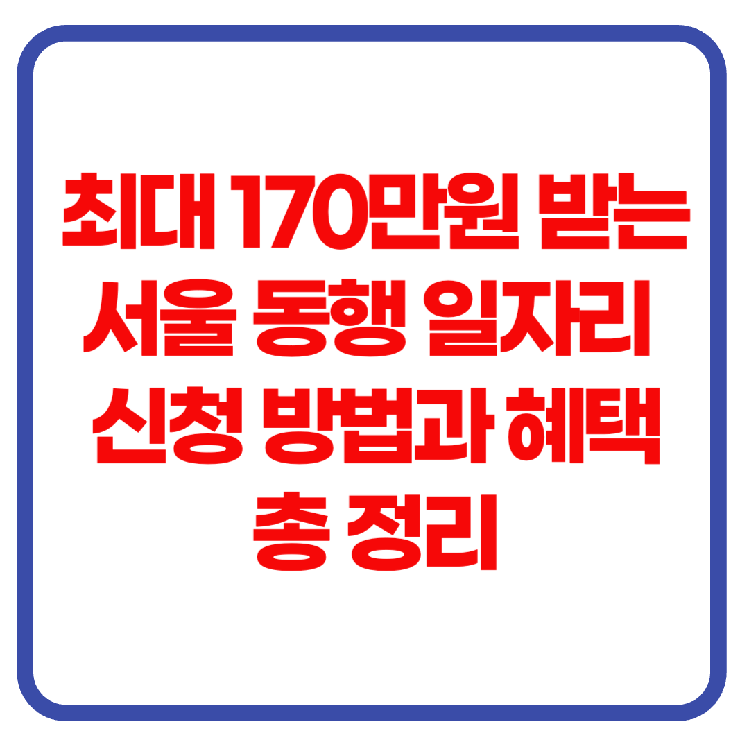 약자와 동행하는 서울 동행 일자리 / 2025년 공공일자리 참여 방법과 혜택 총정리!