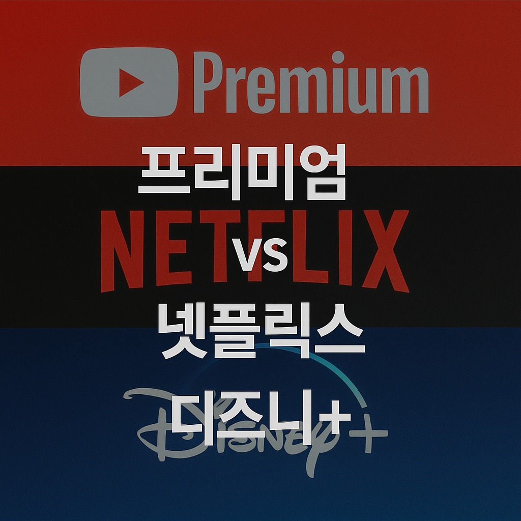🎬 유튜브 프리미엄 vs 넷플릭스 vs 디즈니+ 비교 (2025 최신판)
