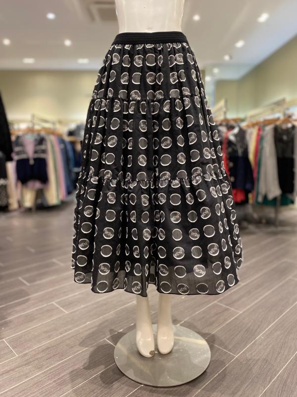 오즈세컨 도트 번아웃 티어드 스커트 O22BAWSCM07W