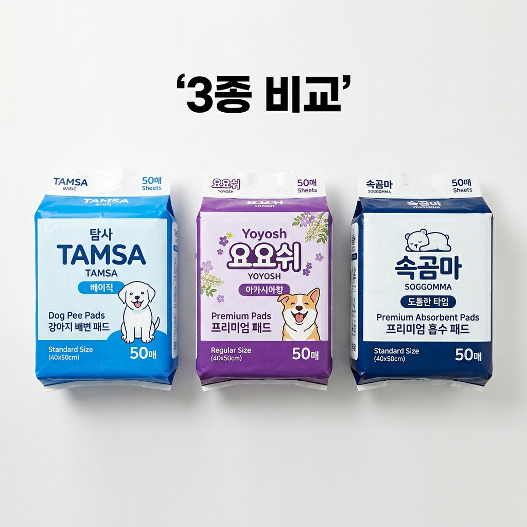강아지 배변패드 추천 3종 비교 탐사 요요쉬 소꼼마