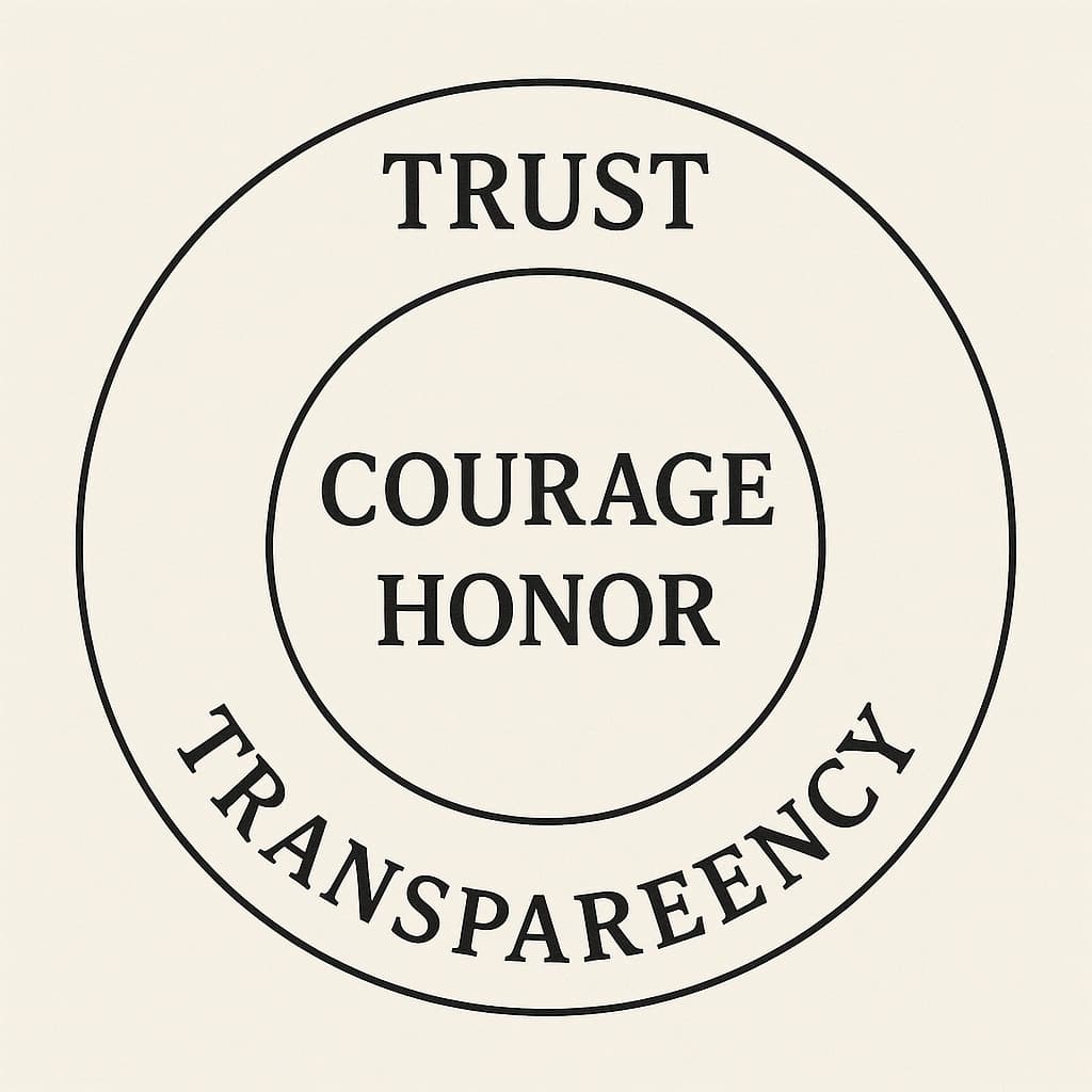 가운데 원은 중세 honor, curage 바깥쪽 원은 현대 trust, transparency 라고 쓰인 이미지
로 적은