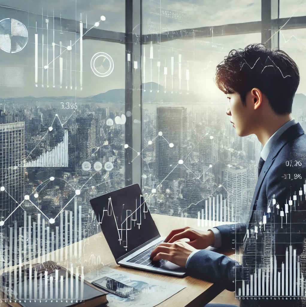 주식차트를 분석하는 투자자의 모습