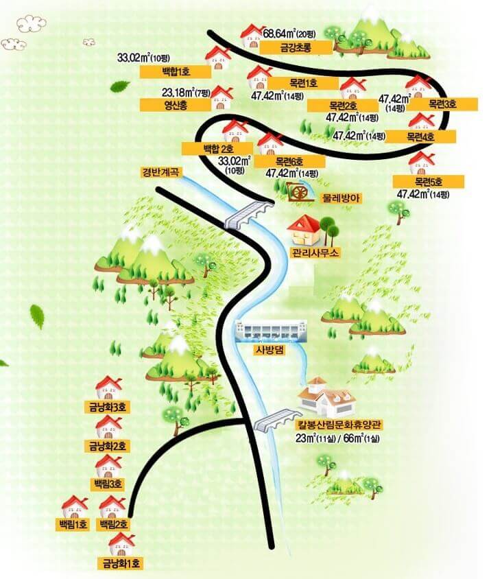 칼봉산자연휴양림 배치도
