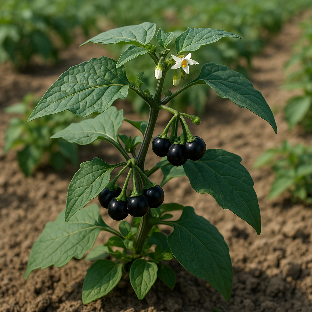 까맣게 익은 까마중 열매