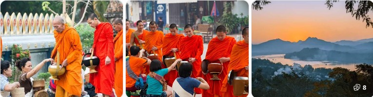 새벽 탁발 (Tak Bat Ceremony)