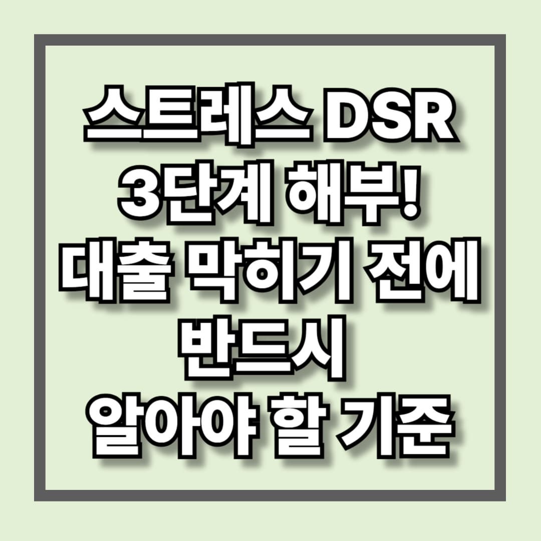 스트레스 DSR 대출 막히기 전에 반드시 알아야할 기준