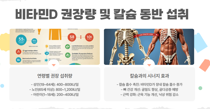 권장량 및 칼슘 동반 중요성