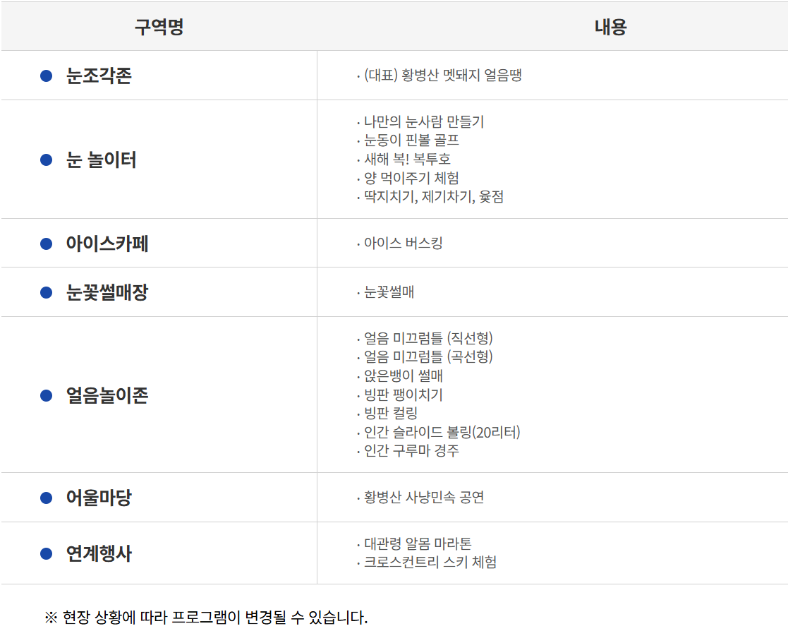 2025 대관령눈꽃축제 프로그램안내