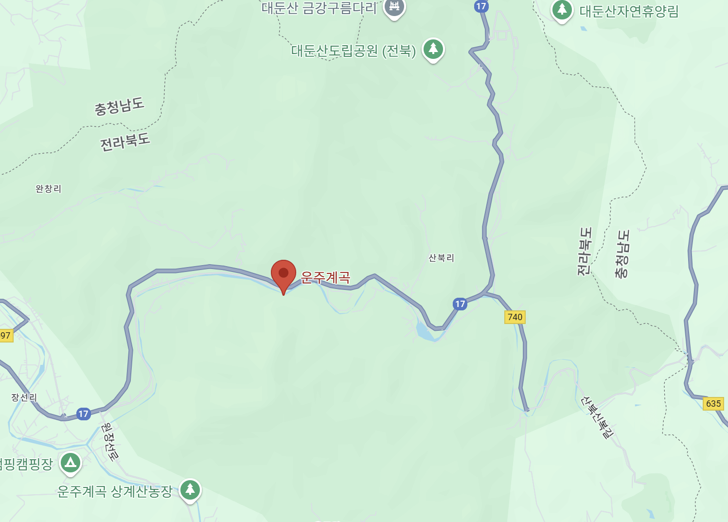 완주 운주계곡 위치