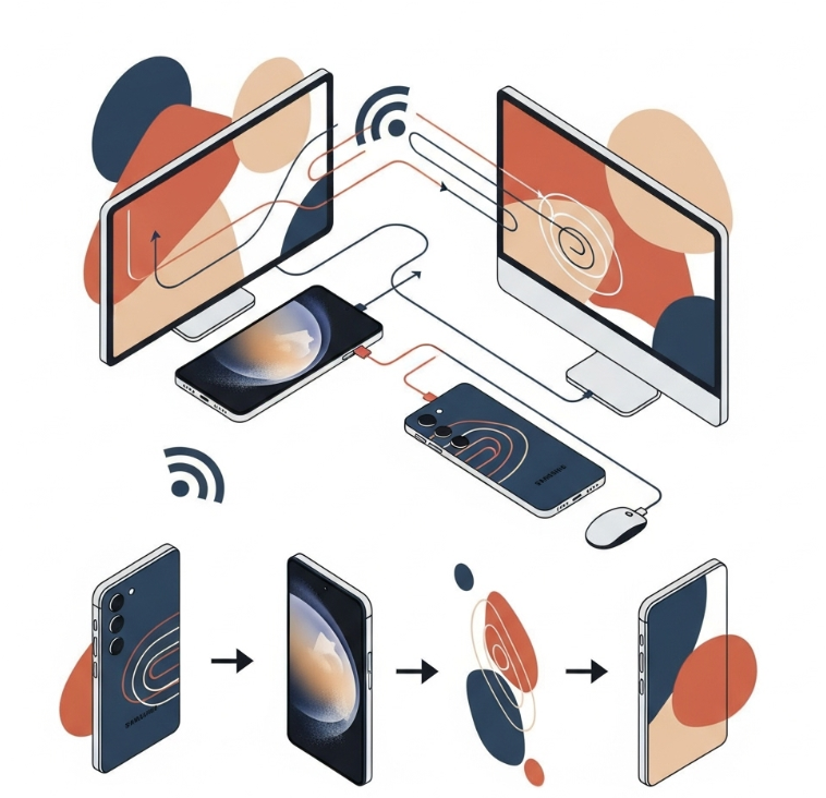 핸드폰과 컴퓨터의 데이터 이동