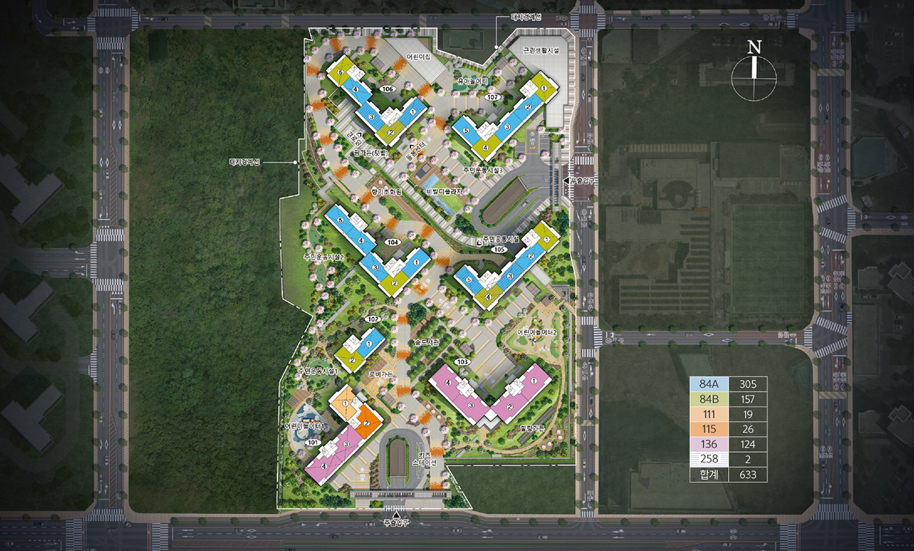 군산 한라비발디 더프라임 단지배치도