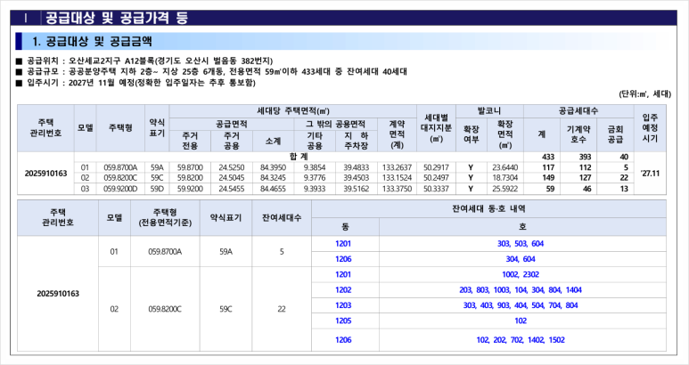 오산 세교 아테라 무순위 청약자격, 조건, 일정, 분양가 평면도 분석