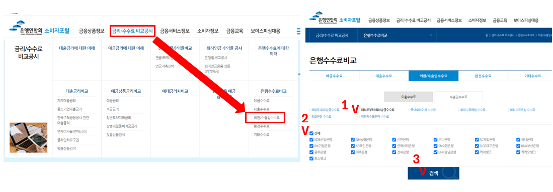 외화통장 수수료 비교방법