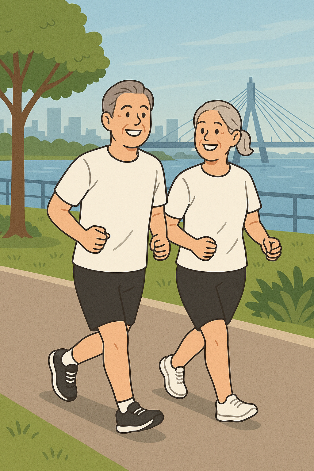 운동중인 노부부