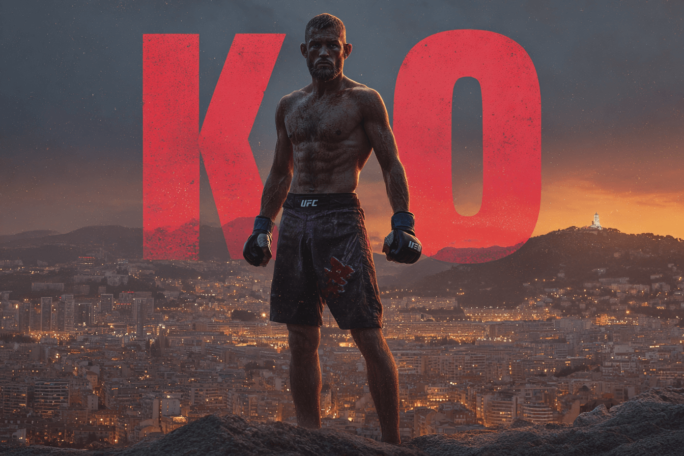 산-정상에-서-있는-파이터-이미지와-KO-로고