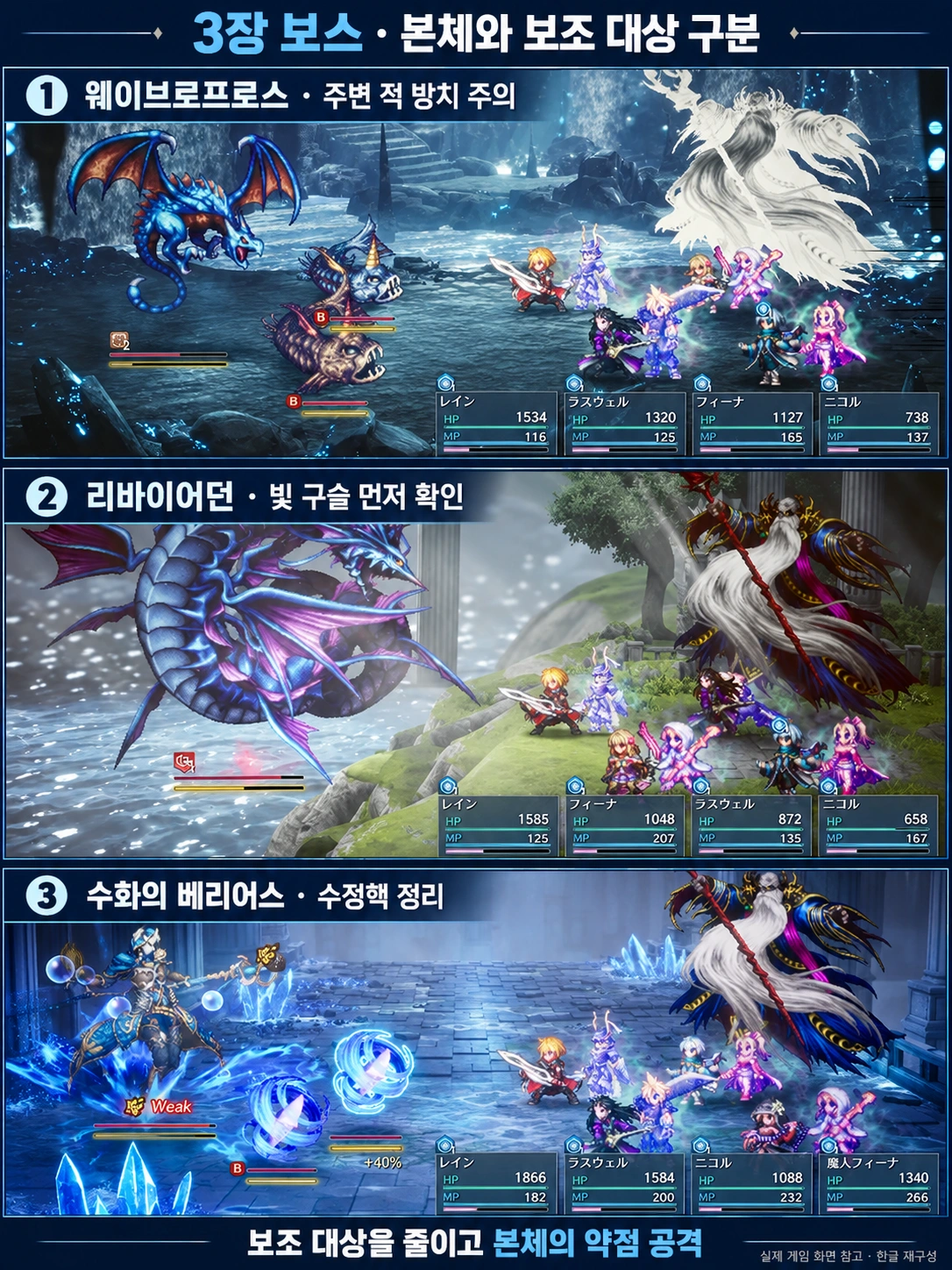 웨이브로프로스 주변 적 리바이어던 빛 구슬과 수화의 베리어스 수정핵을 구분하는 이미지