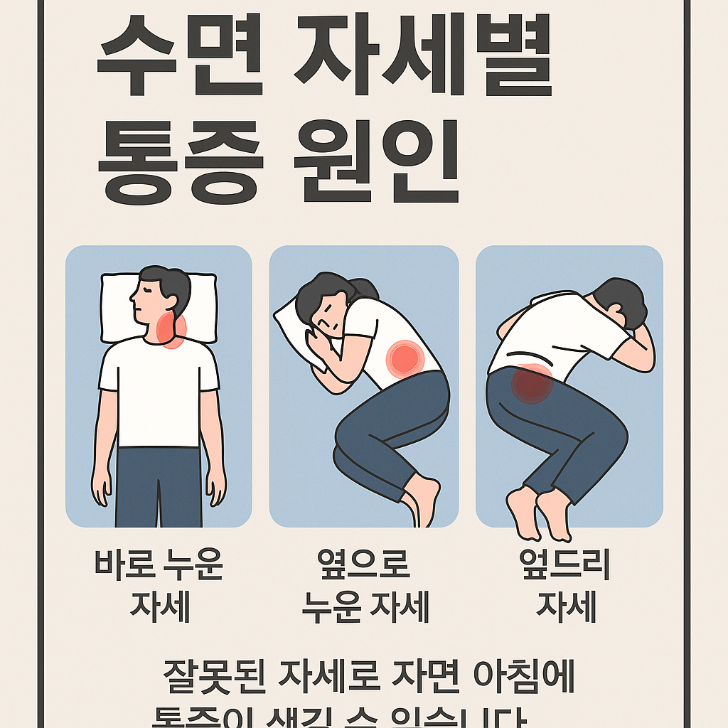 수면자세 통증원인. 잠자는 자세