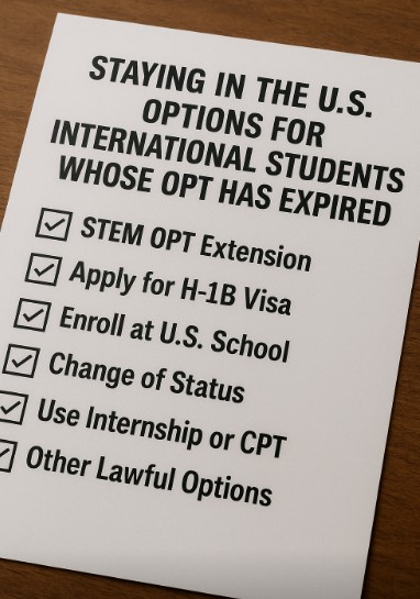 OPT가 만료 체류 연장 옵션 사진