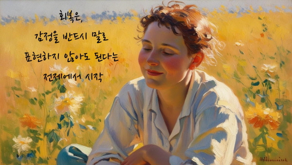 회복은 감정을 반드시 말로 표현하지 않아도 된다는 전제에서 시작해도 좋습니다에 관한 그림