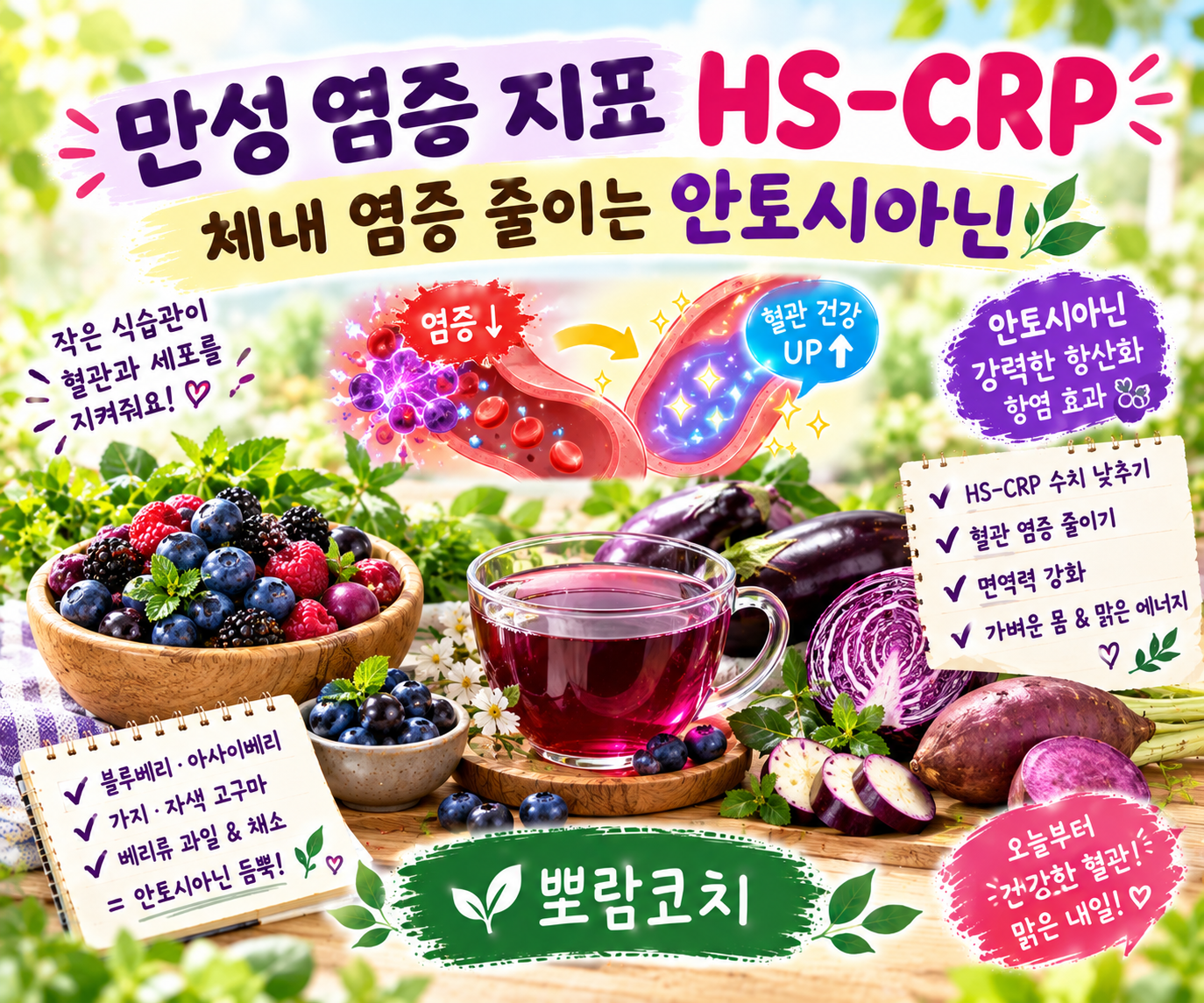 가지와 자색 채소가 어우러진 건강한 항산화 항염 식탁