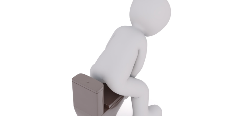 화장실 변기에서 일어나고 있는 모습