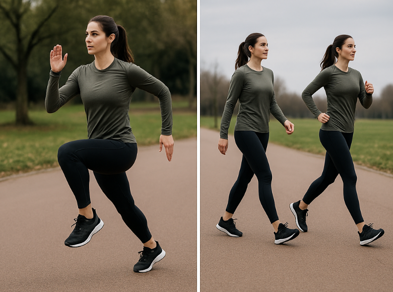 야외 트랙에서 러닝을 연습하는 여성