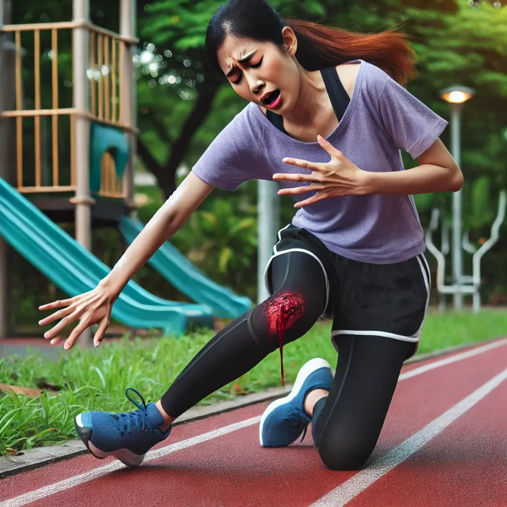 운동 중 넘어져 무릎을 다치는 꿈