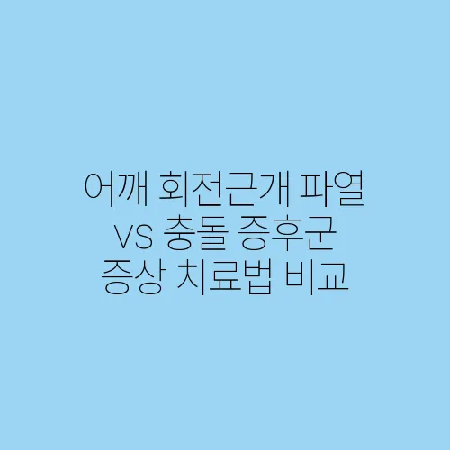 어깨 회전근개 파열 vs 충돌 증후군 증상 치료법 비교