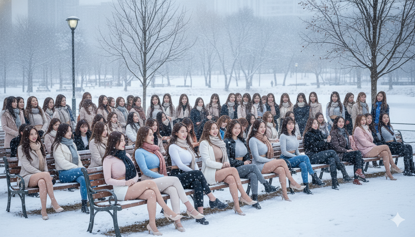 공원에 앉아있는 여자들