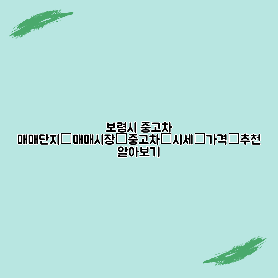 보령시 중고차 매매단지│매매시장│중고차│시세│가격│추천 알아보기