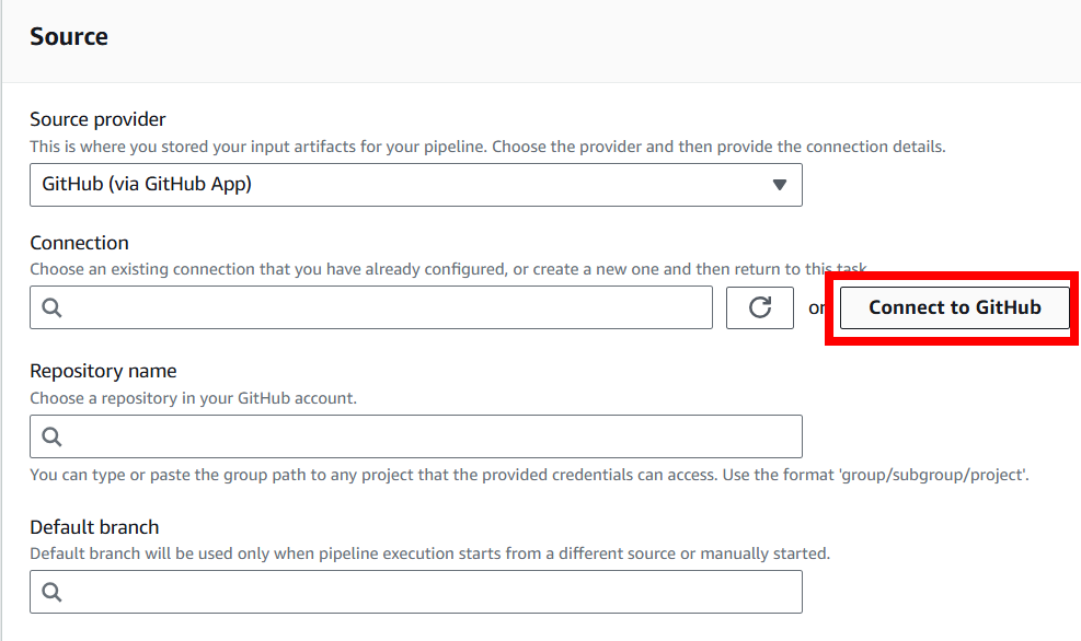 CodePipeline - Create a connection