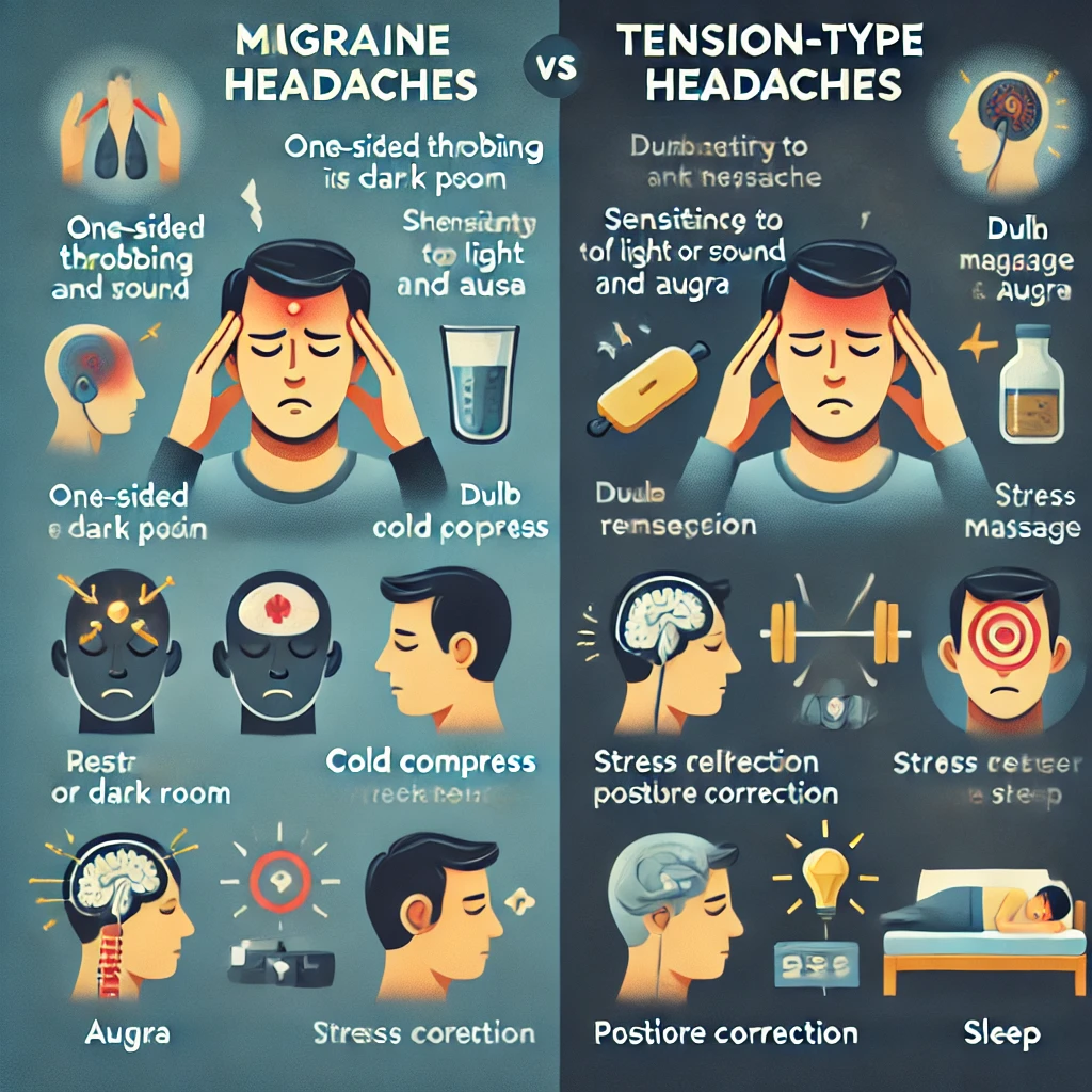 편두통과 긴장성 두통의 차이 및 관리법