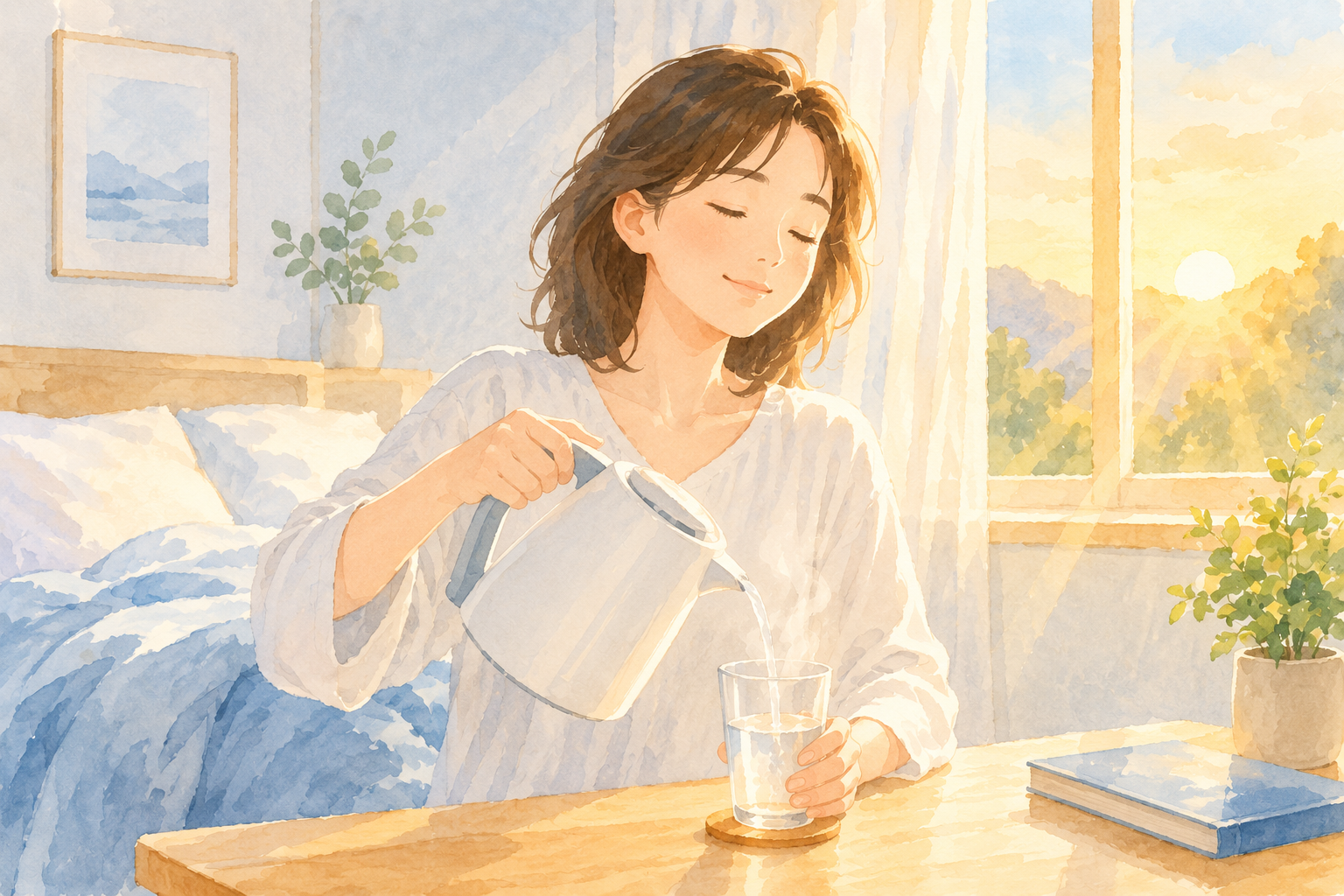 아침 공복에 물 한 잔을 마시는 건강한 생활 습관