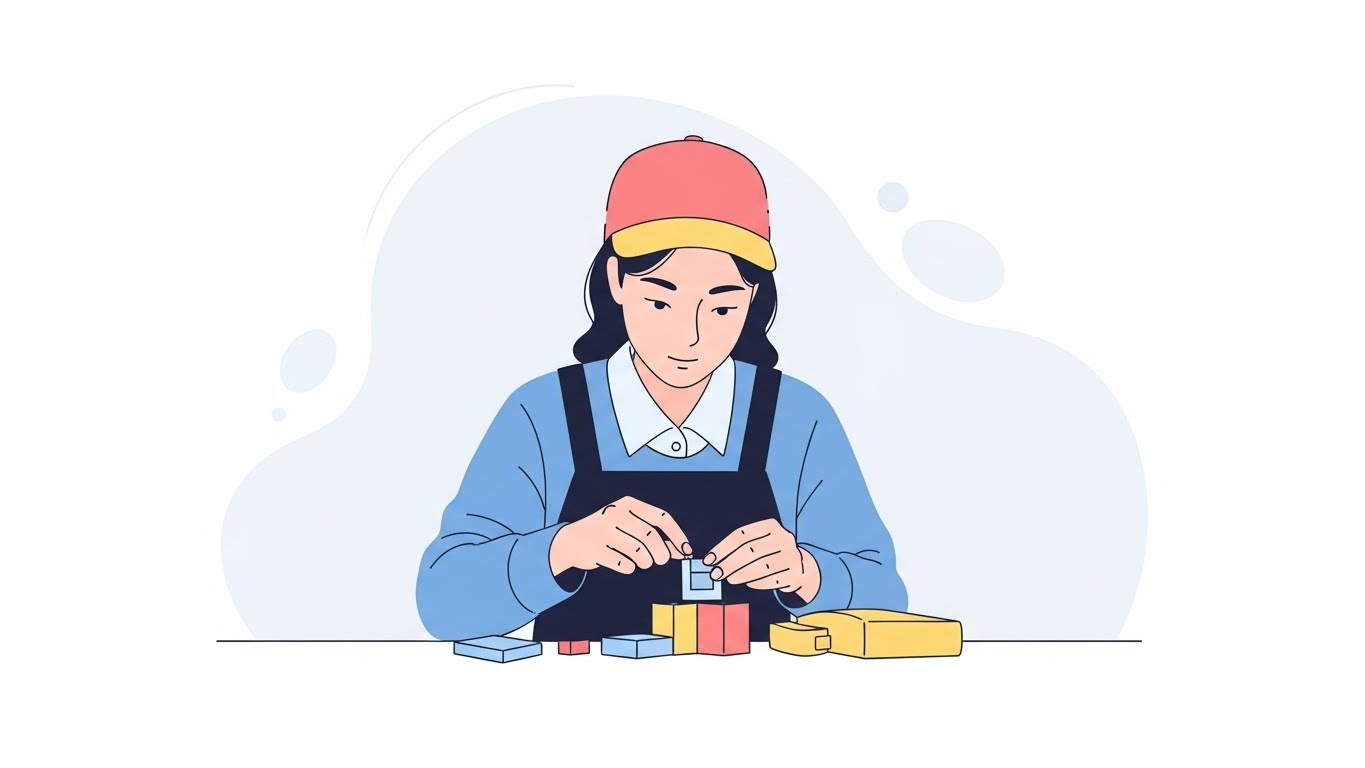 작업 물량을 확인하는 손 모습, 손부업알바는 물량 안정성이 중요합니다.