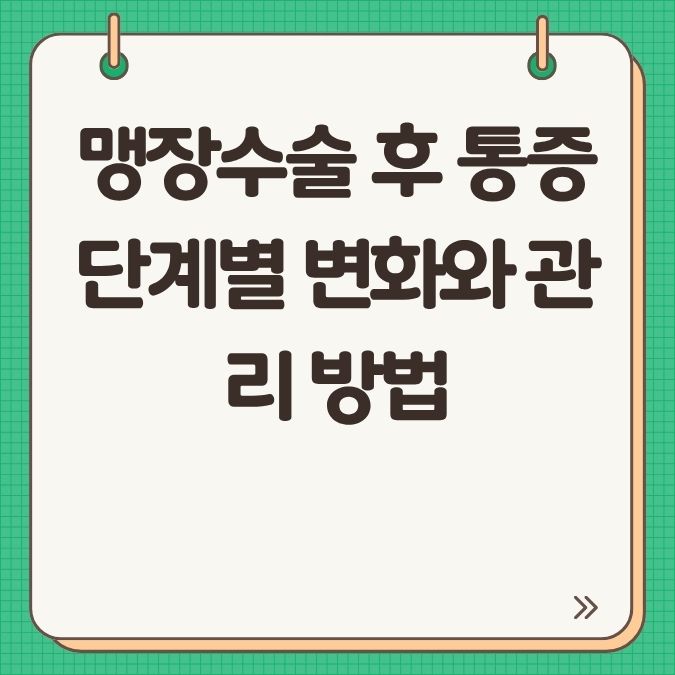 맹장수술 후 통증 단계별 변화와 관리 방법